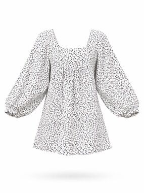 Joie linen mini dress Small square neck floral full long sleeve Babydoll